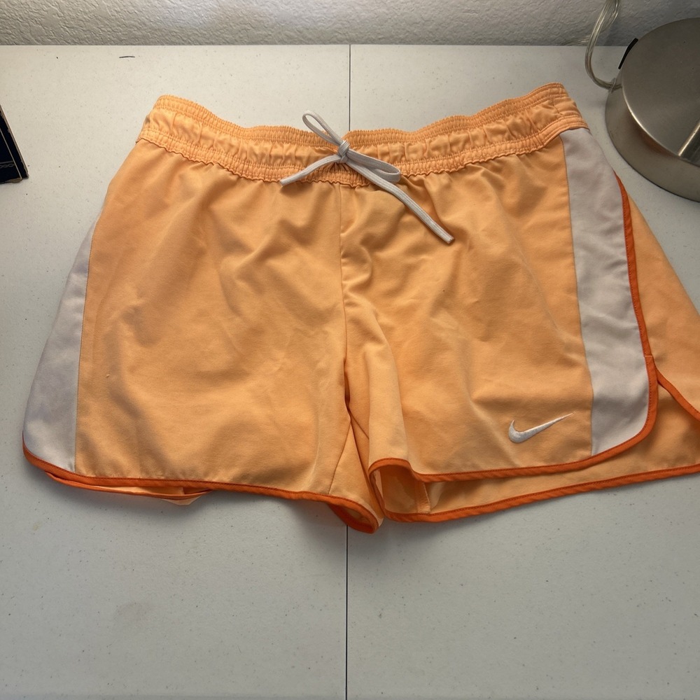 Womens Nike Dri Fit Running Shorts Medium Orange White‎